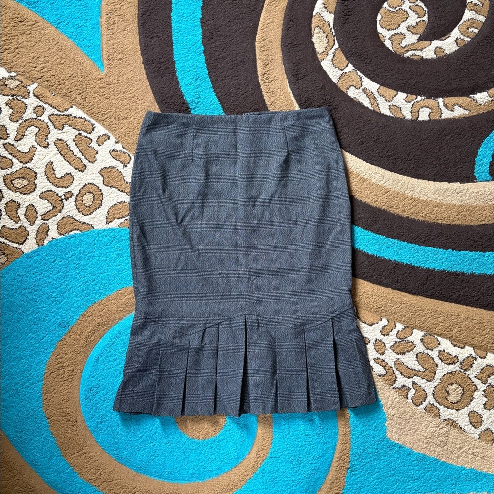 iZ Byer California Charcoal Plaid Pleated Pencil Skirt